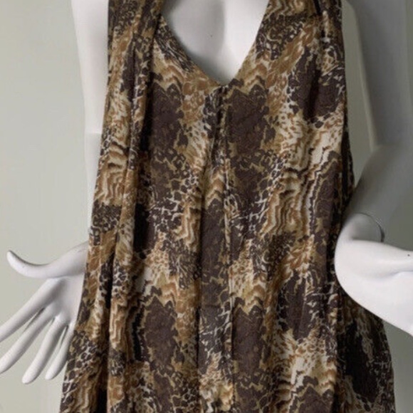 ELIZABETH & JAMES Blouse Brown Animal Print Silk Large - Picture 3 of 7